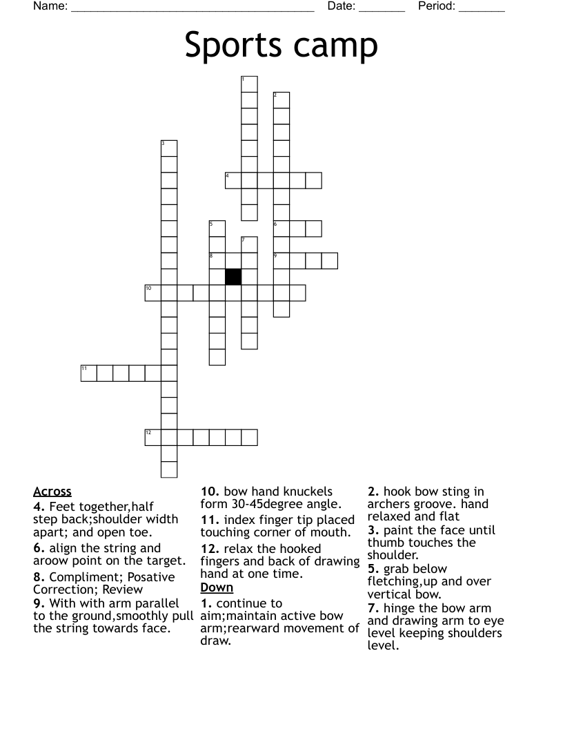 Sports camp Crossword