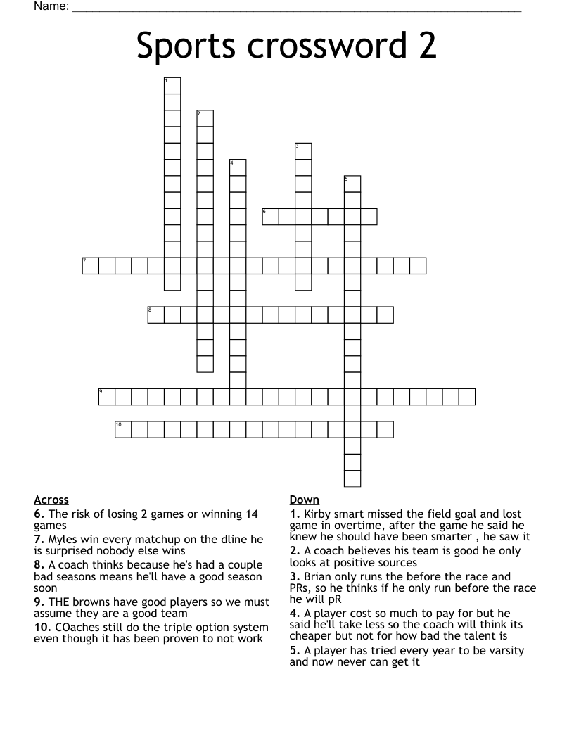 Sports crossword 2