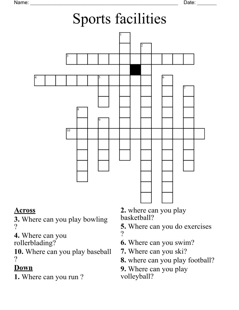 Sports facilities Crossword