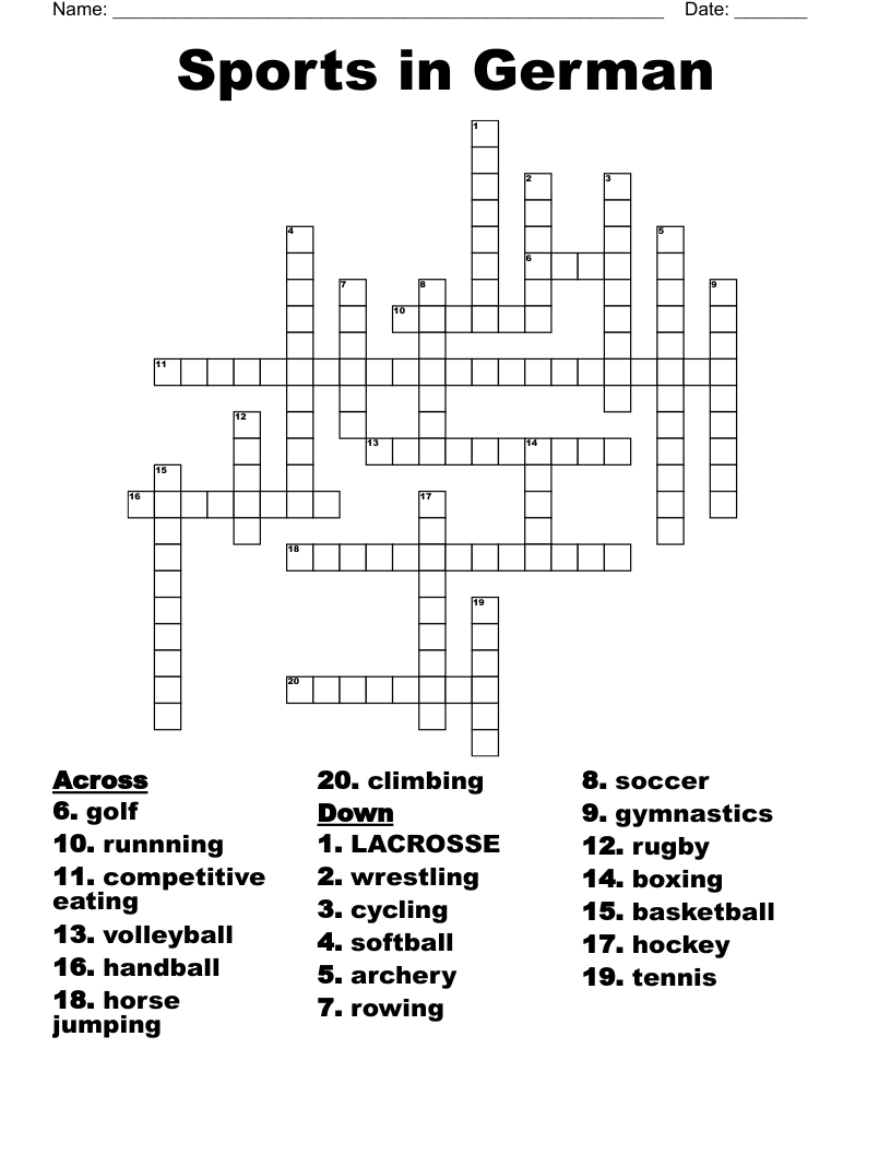 Sports in German Crossword