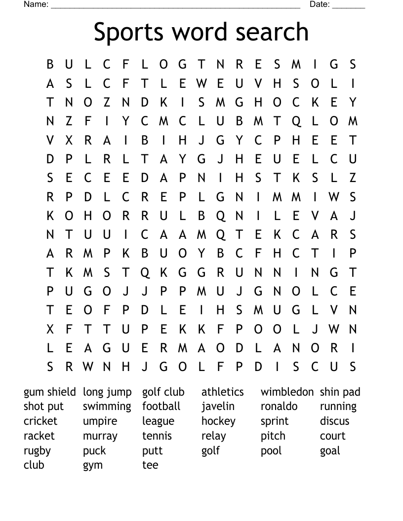 Sports word search