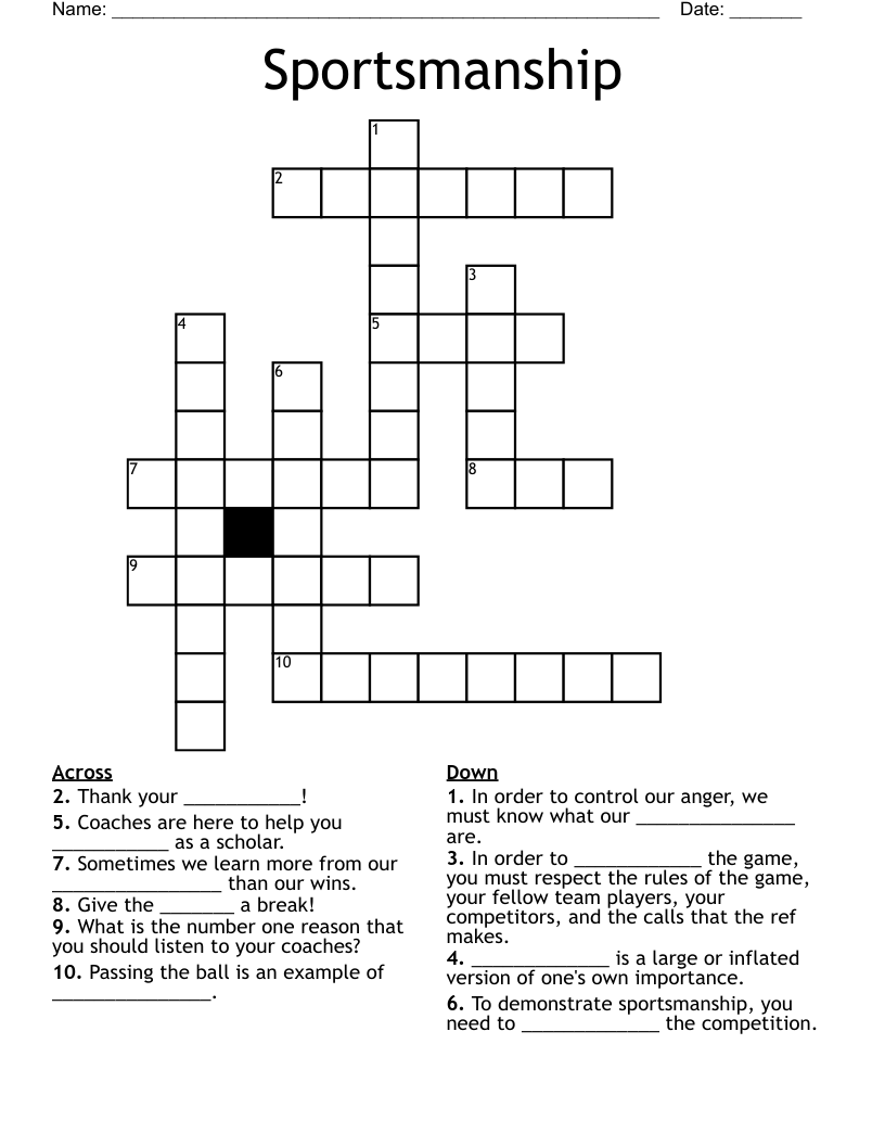 Sportsmanship Crossword