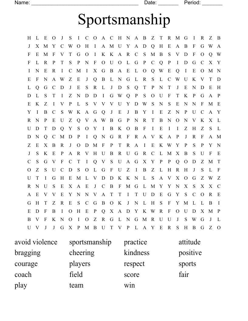Sportsmanship  Word Search