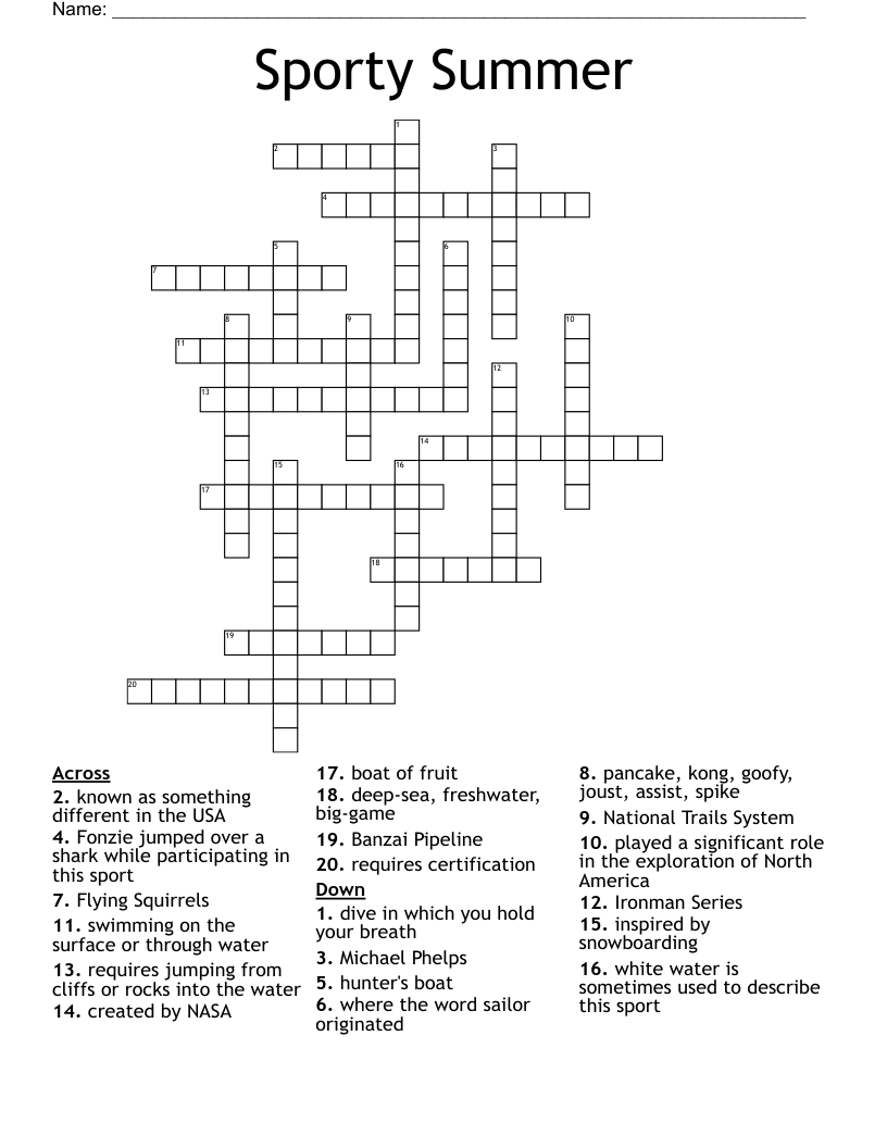 Sporty Summer Crossword