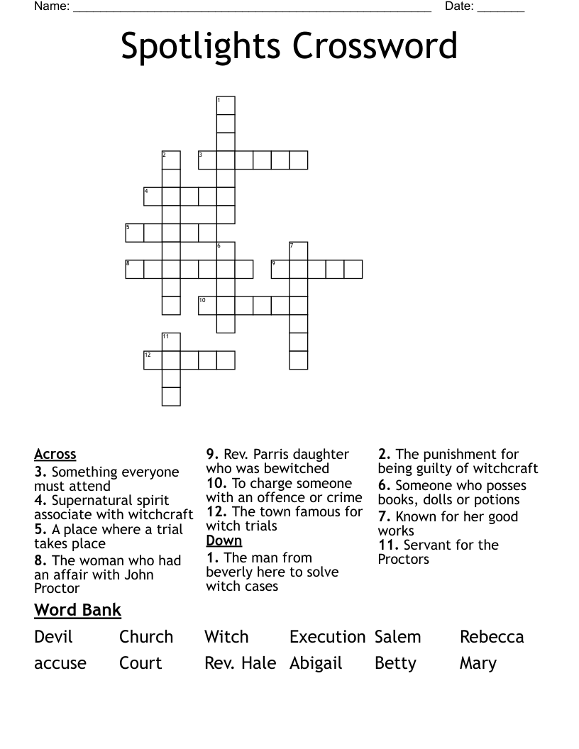 Spotlights Crossword
