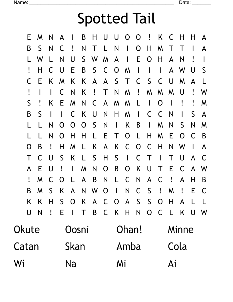 Spotted Tail Word Search