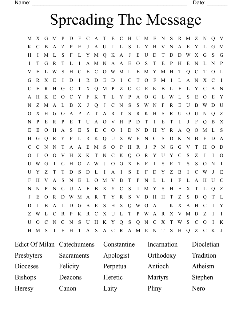 Spreading The Message Word Search