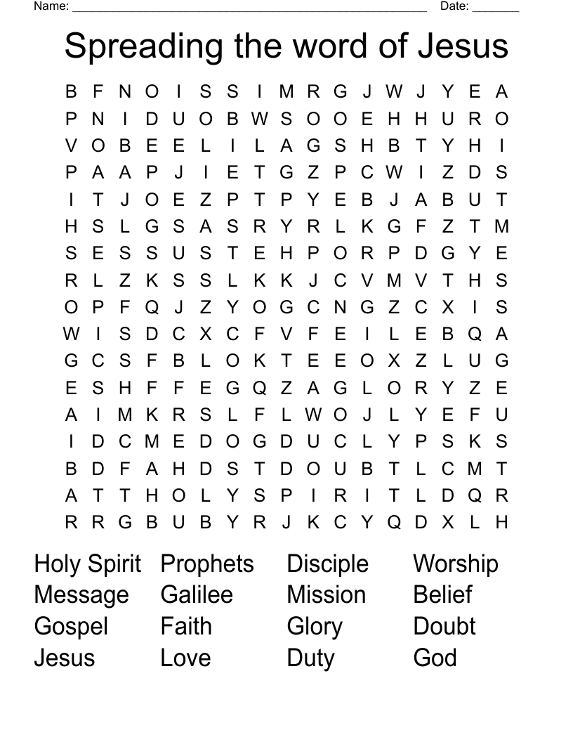 Spreading the word of Jesus  Word Search