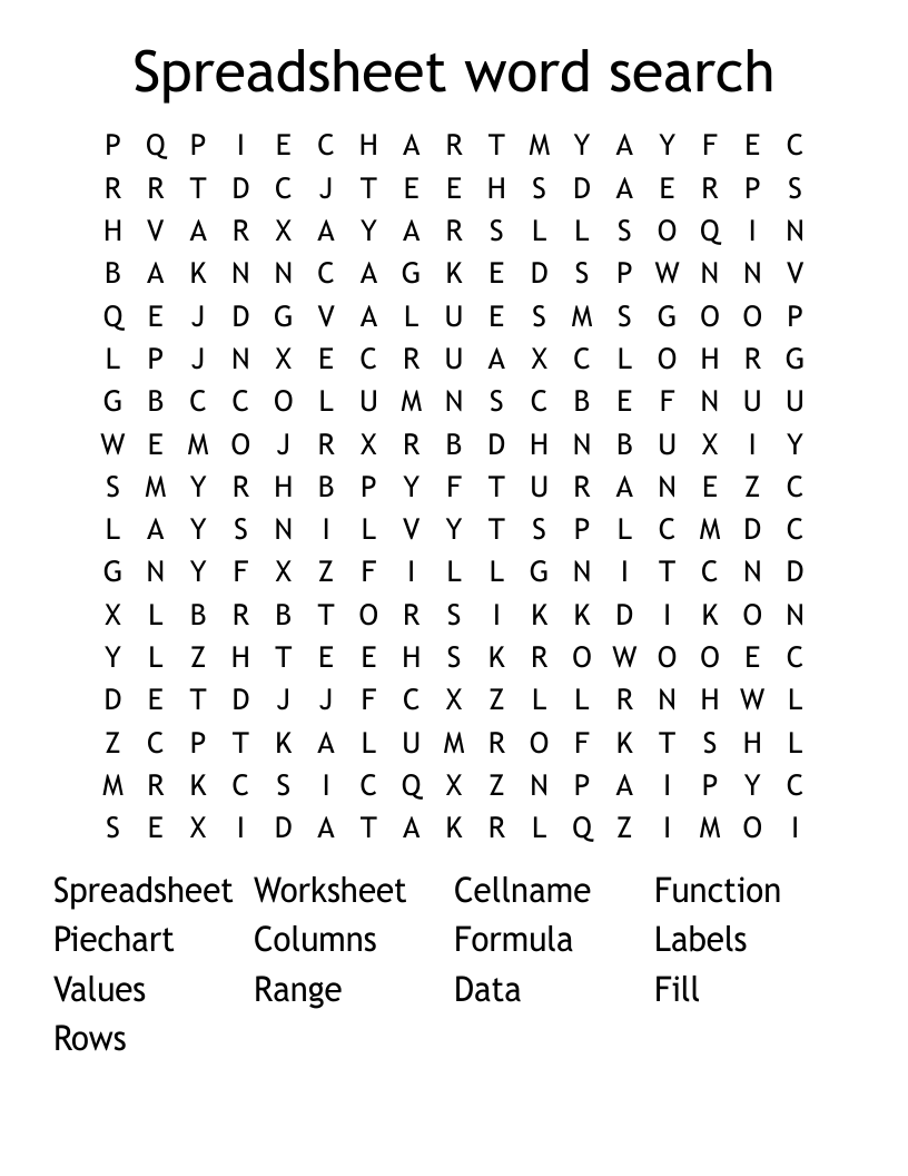 Spreadsheet word search 