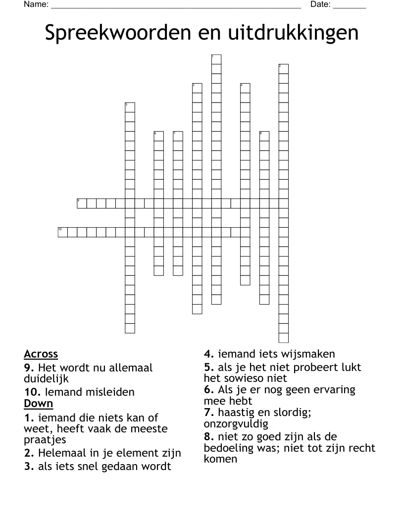 Spreekwoorden en uitdrukkingen  Crossword