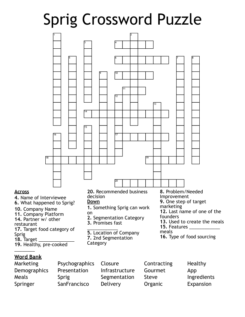Sprig Crossword Puzzle