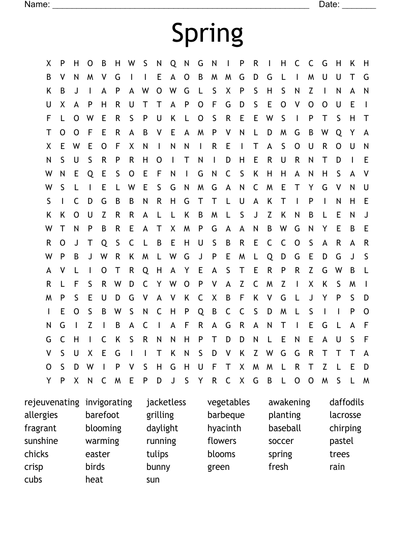 Spring Word Search