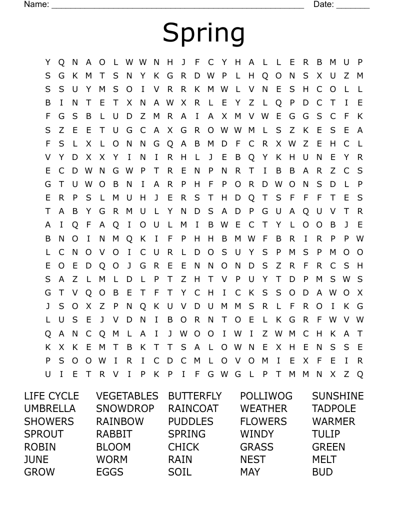 Spring Word Search