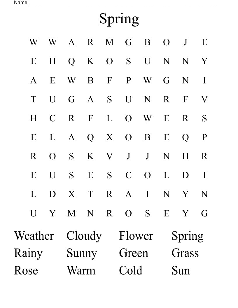 Spring Word Search