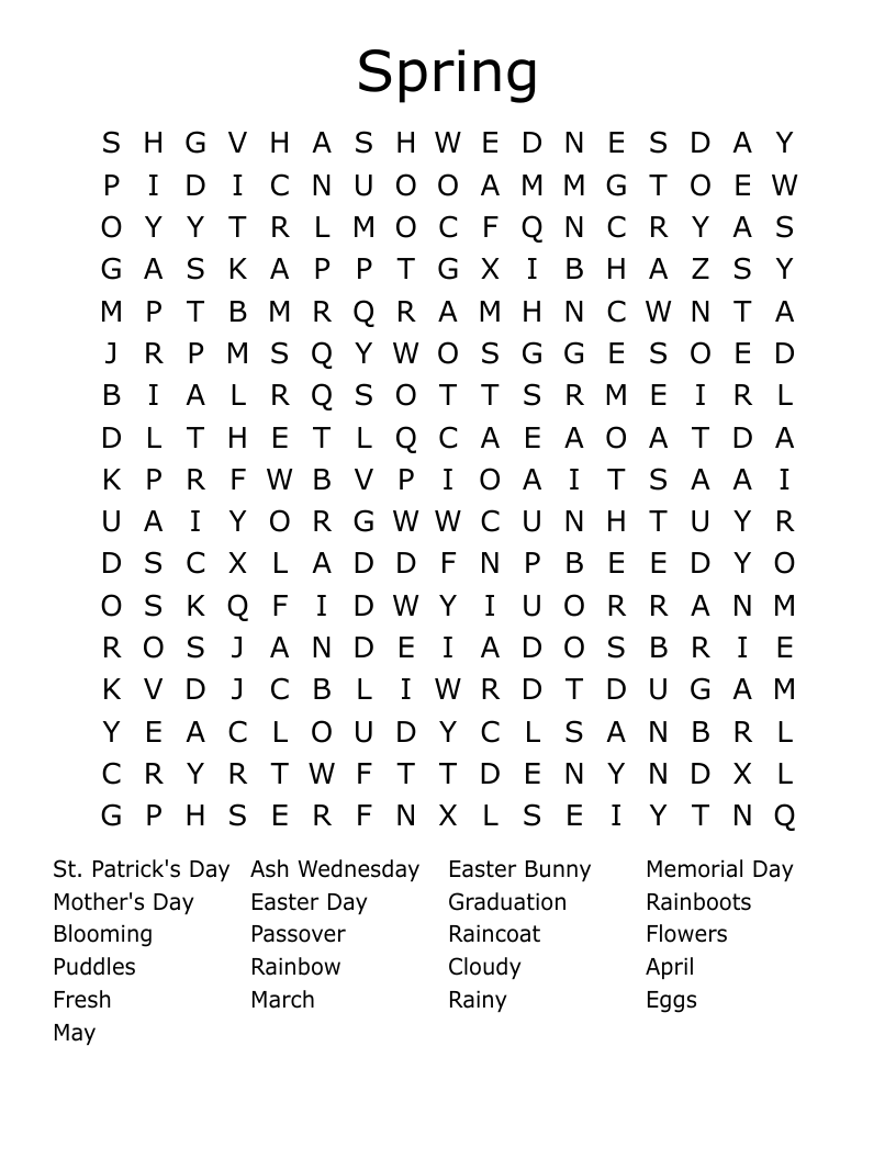 Spring Word Search