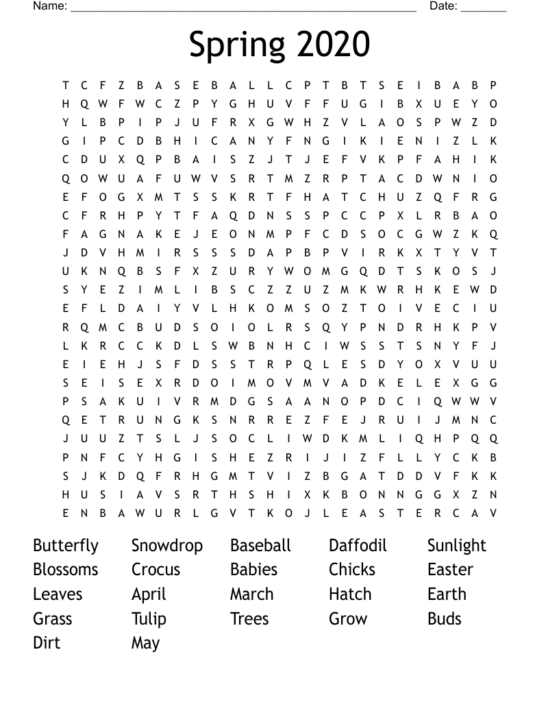 Spring 2020 Word Search