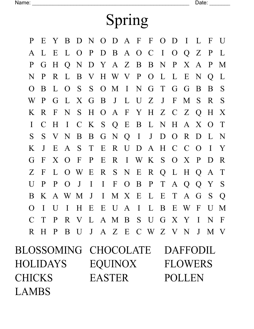 Spring Word Search