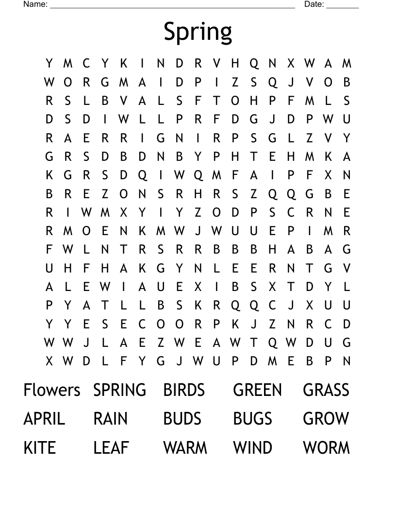 Spring Word Search