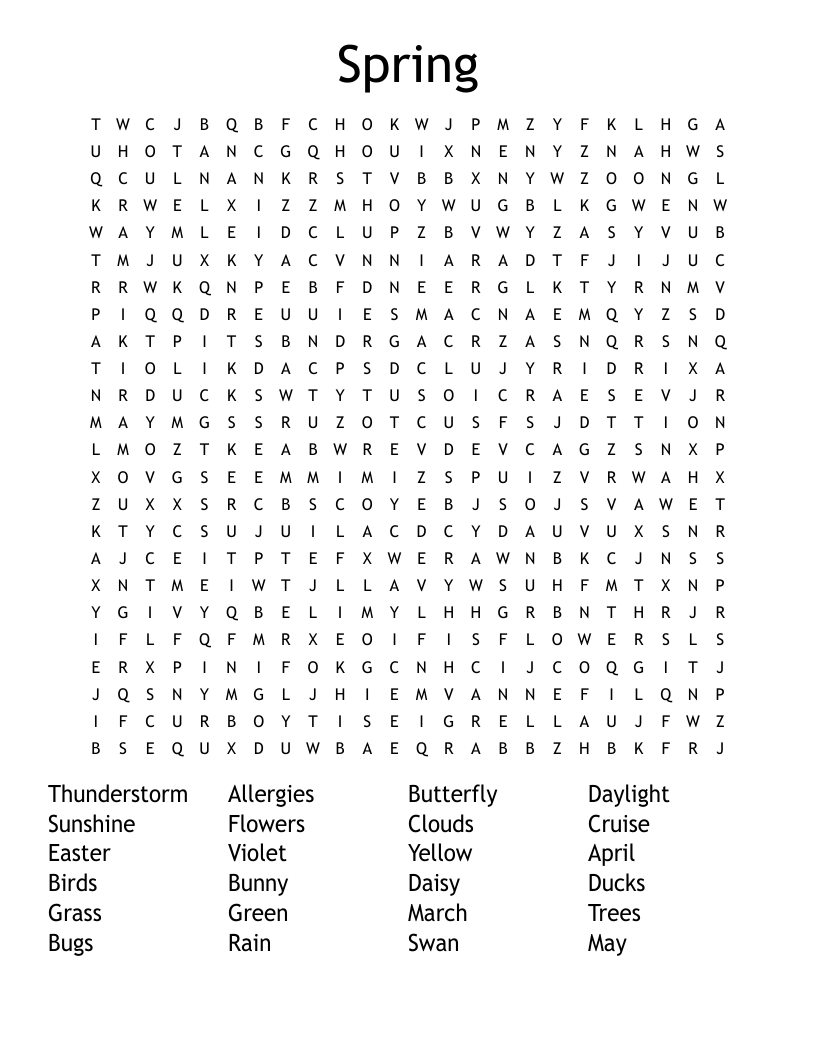 Spring Word Search