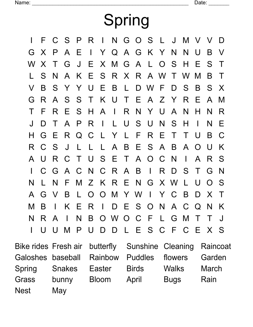 Spring Word Search