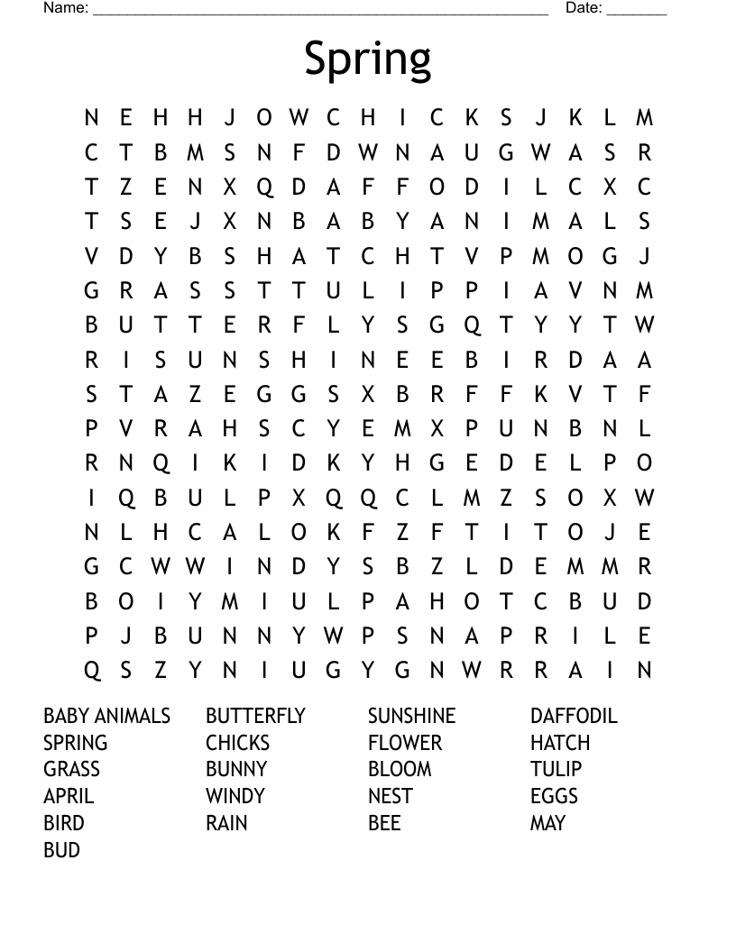 Spring Word Search