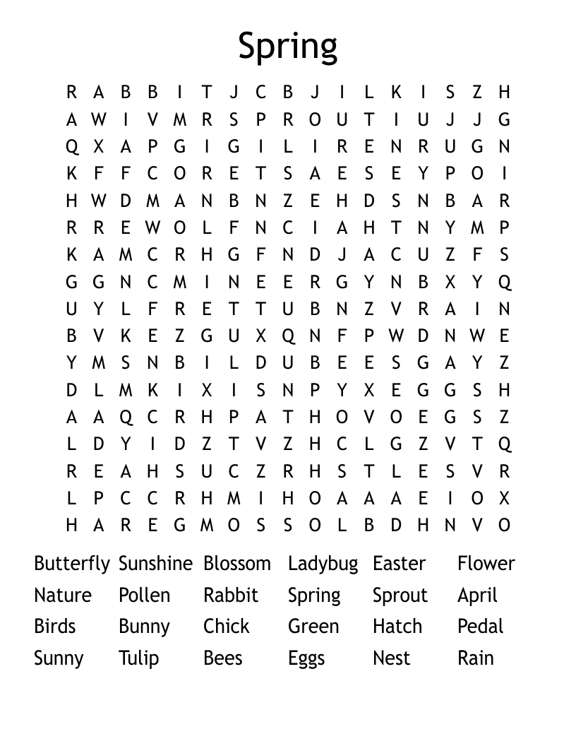 Spring Word Search