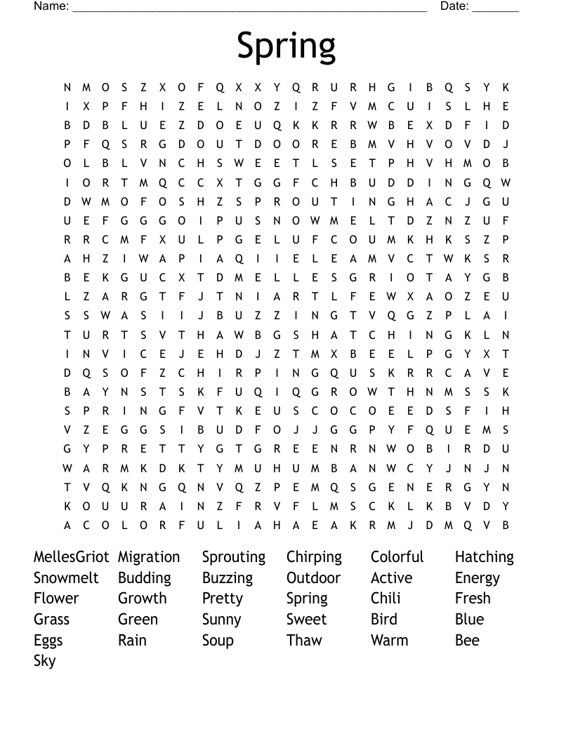Spring Word Search