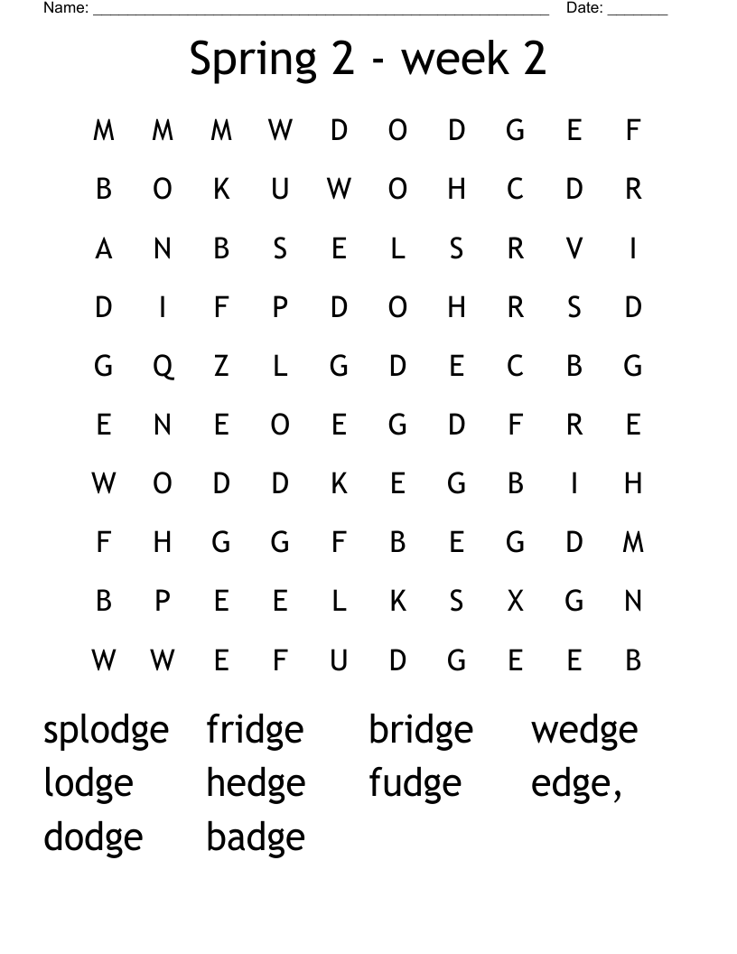 Spring 2 - week 2 Word Search