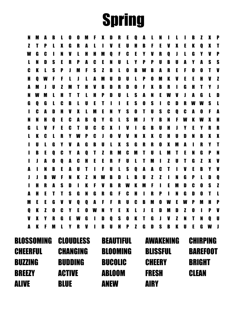 Spring Word Search