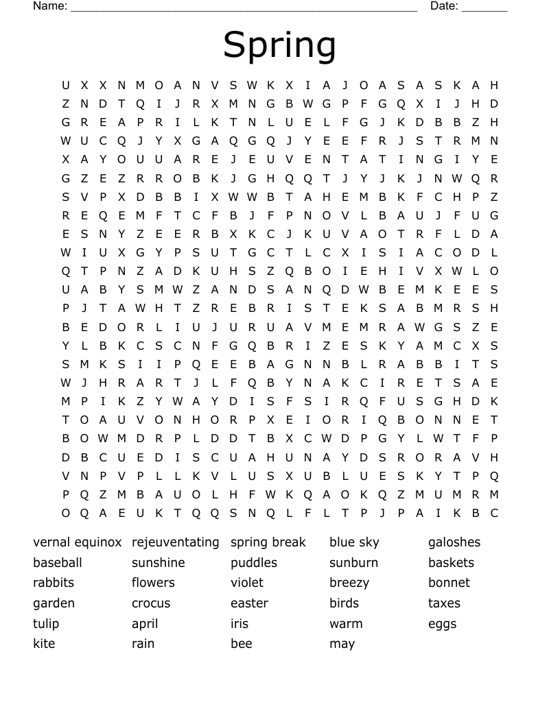 Spring Word Search