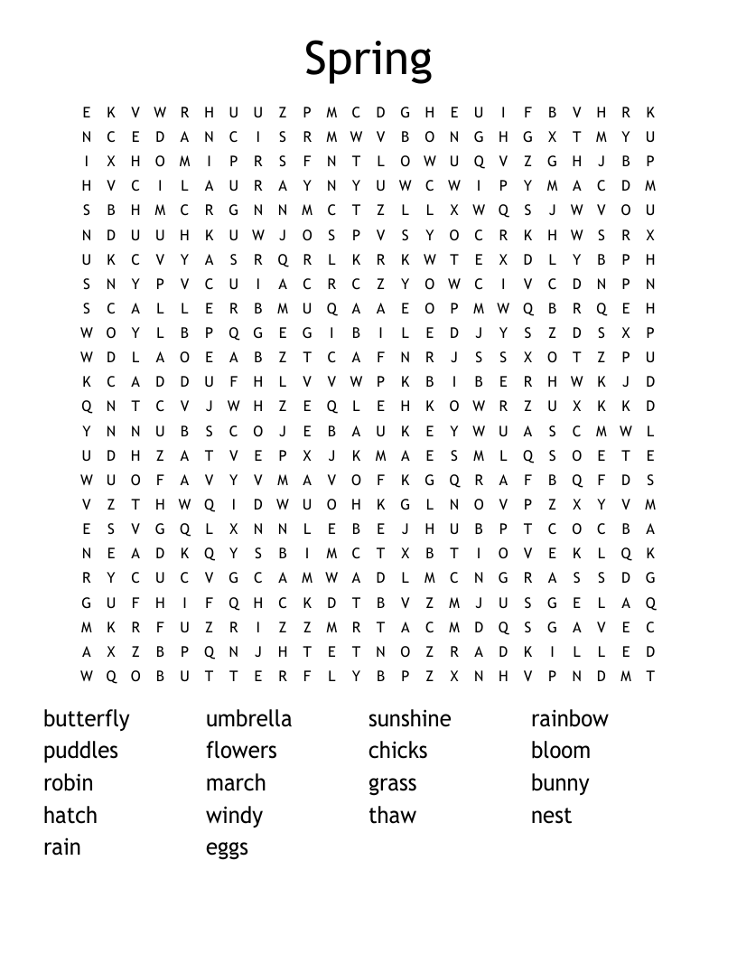 Spring Word Search