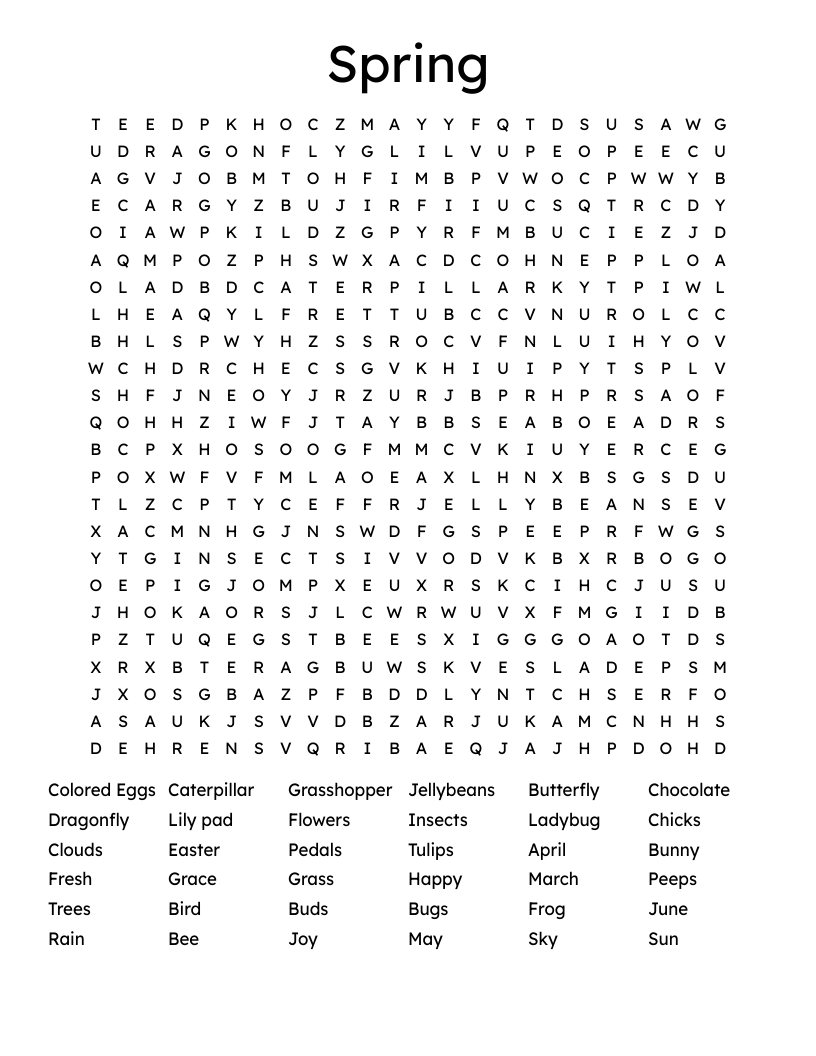 Spring Word Search