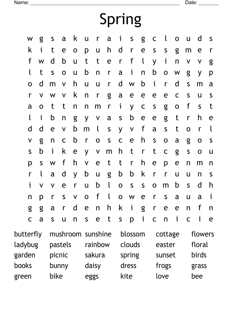 Spring Word Search