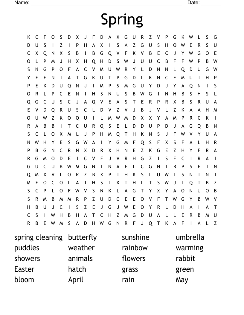 Spring Word Search