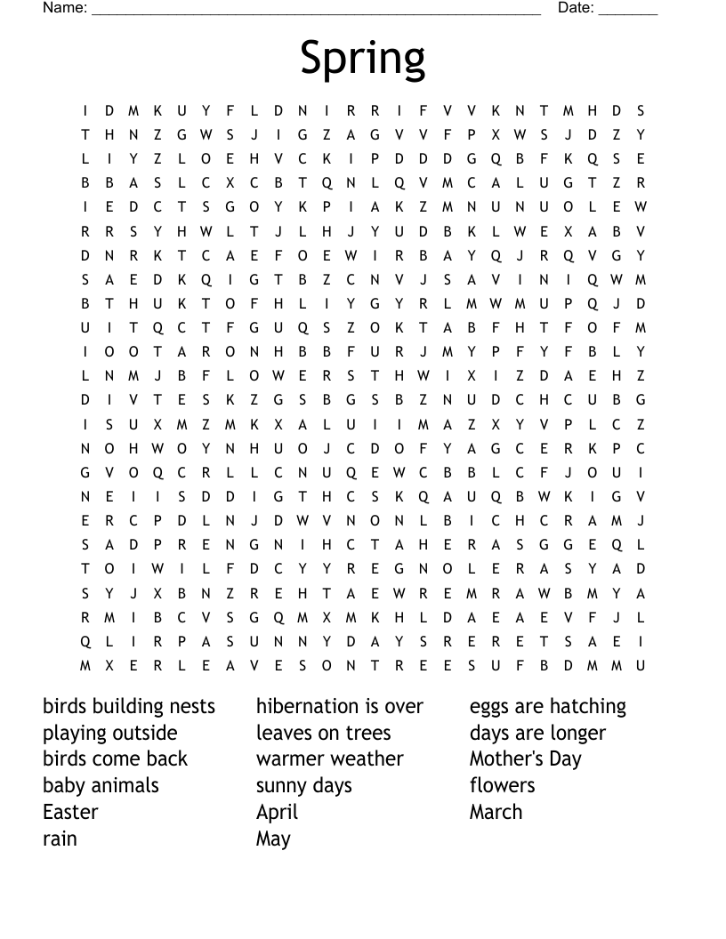 Spring Word Search