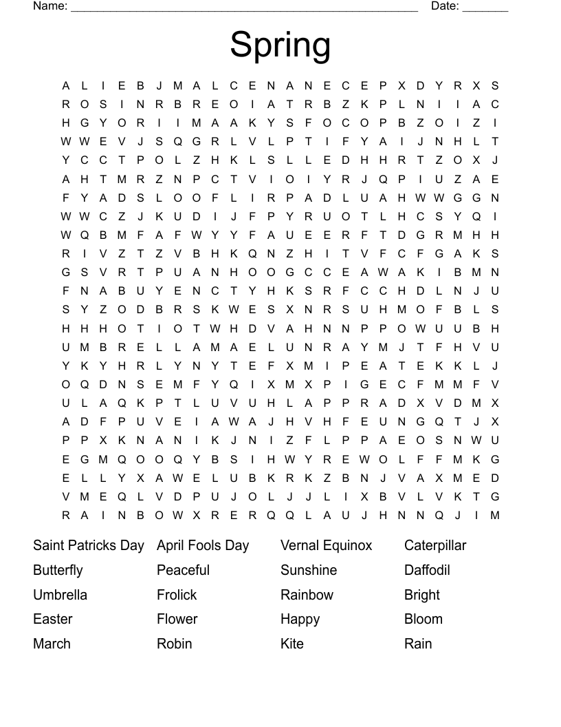 Spring Word Search