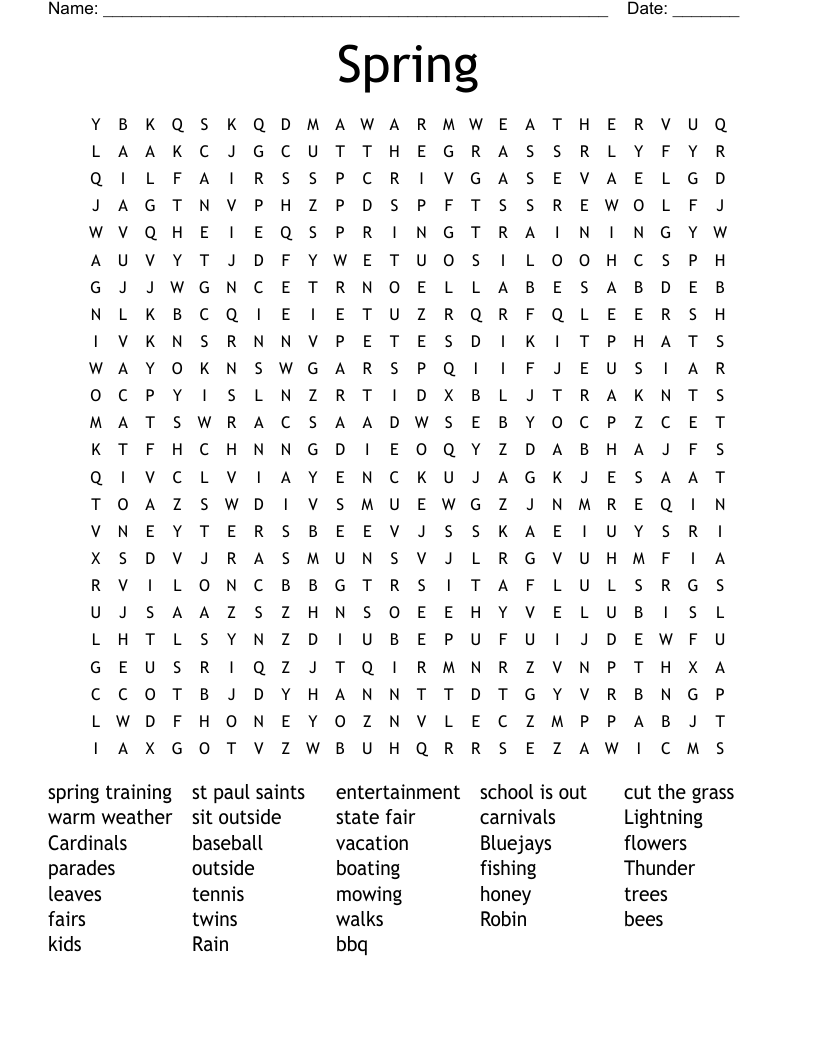 Spring Word Search