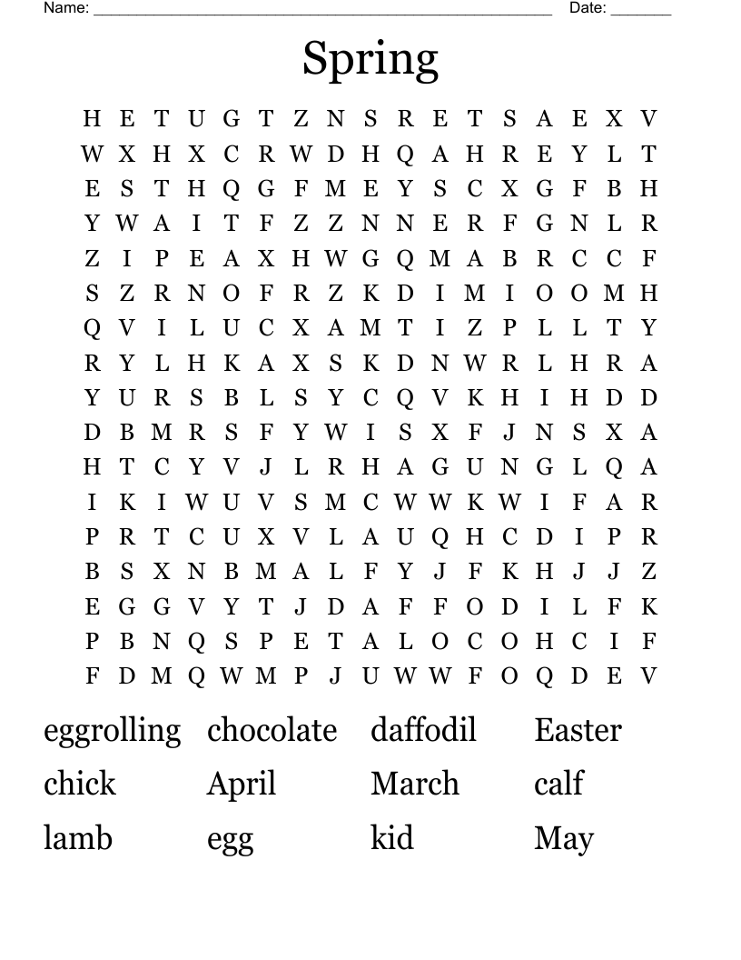 Spring Word Search
