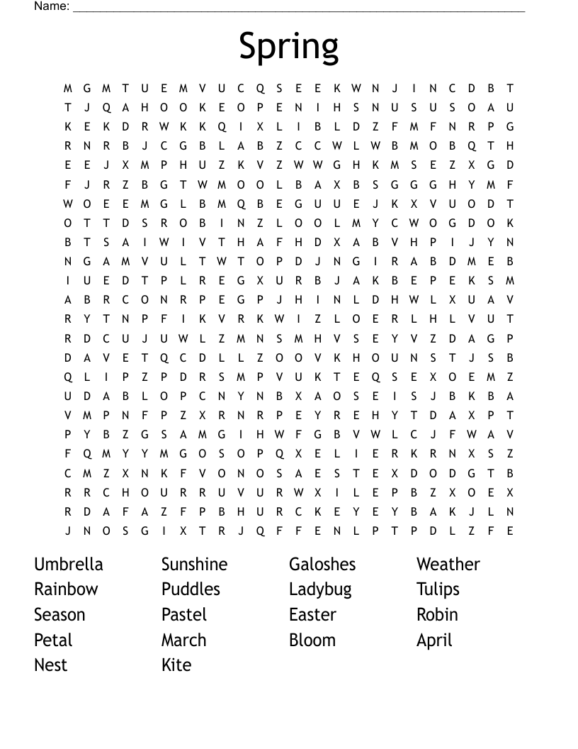 Spring Word Search