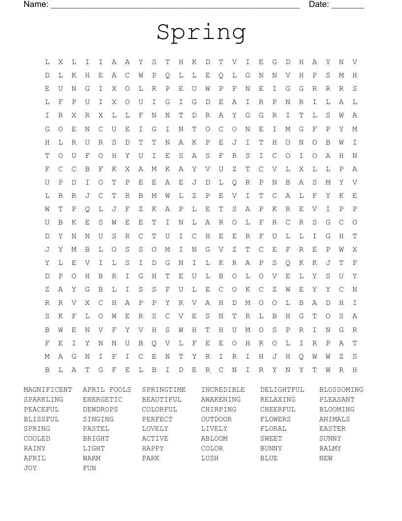 Spring Word Search