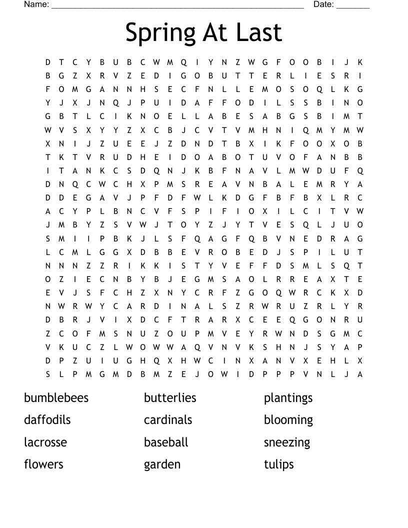 Spring At Last Word Search