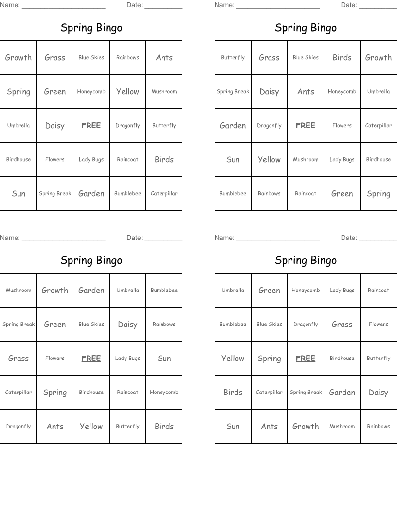 Spring Bingo