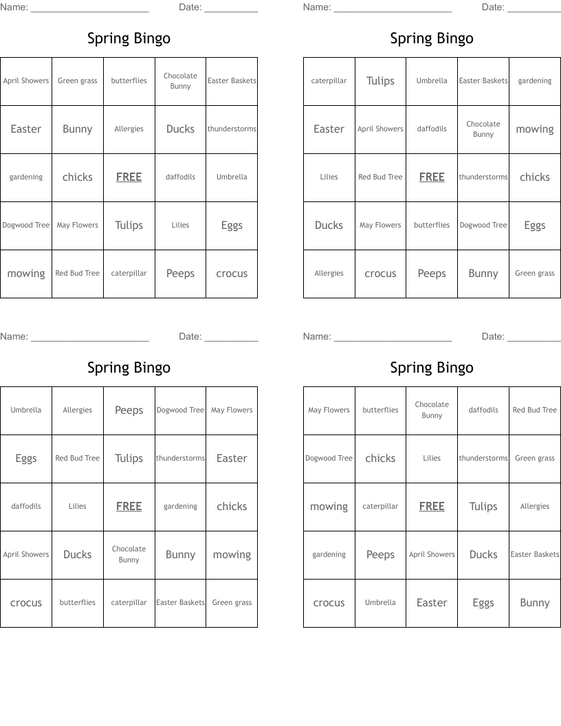 Spring Bingo