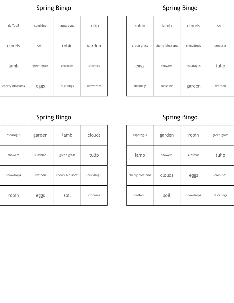 Spring Bingo