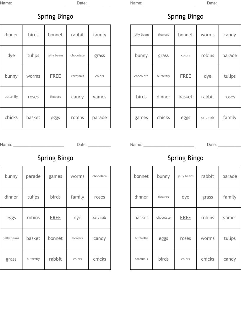 Spring Bingo