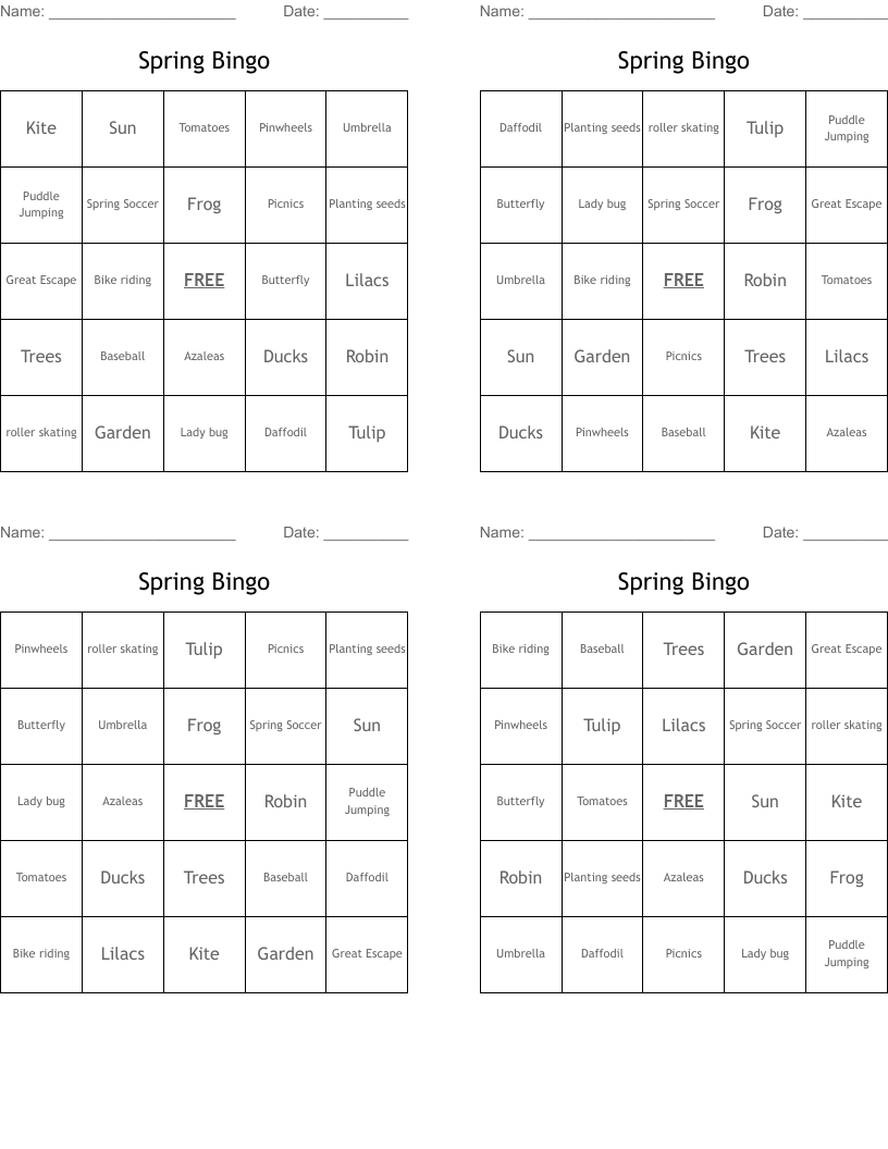 Spring Bingo