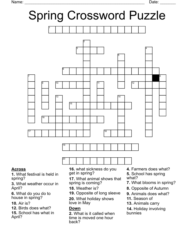 Spring Crossword Puzzle