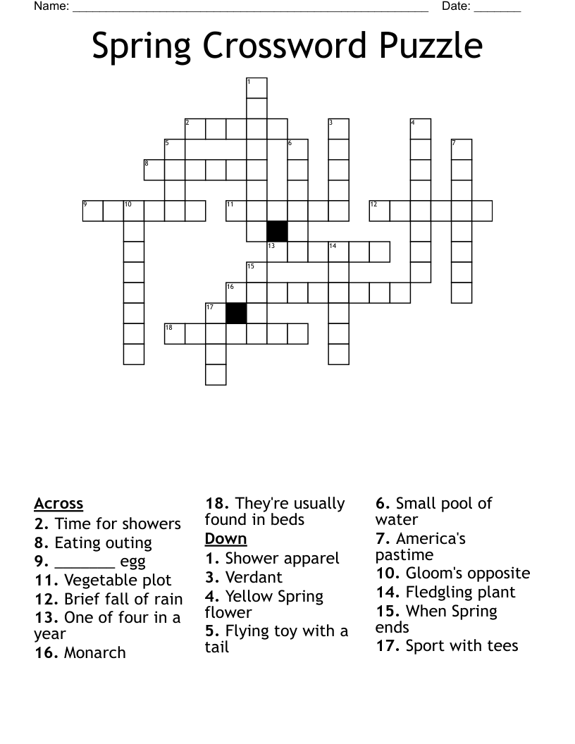 Spring Crossword Puzzle
