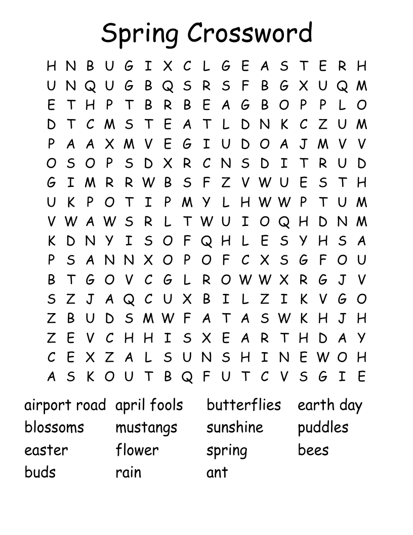 Spring Crossword  Word Search