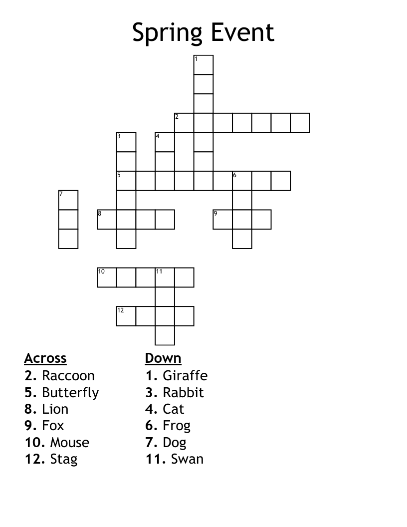 Spring Event Crossword